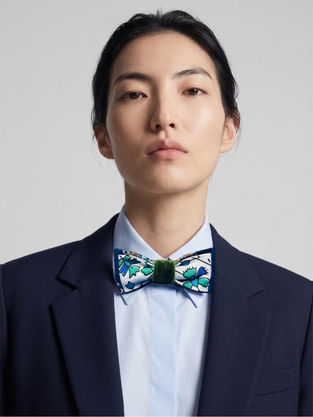 Handmade Floral Blue & Green Bow Tie